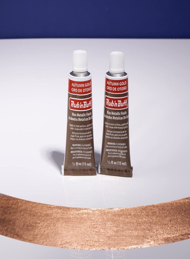 AMACO Rub n Buff Wax Metallic Finish - 2 Rub n Buff Autumn Gold 15ml Tubes - Versatile Gilding Wax for Finishing Furniture Antiquing and Restoration - Rub and Buff Colors Set of Two - Image 2